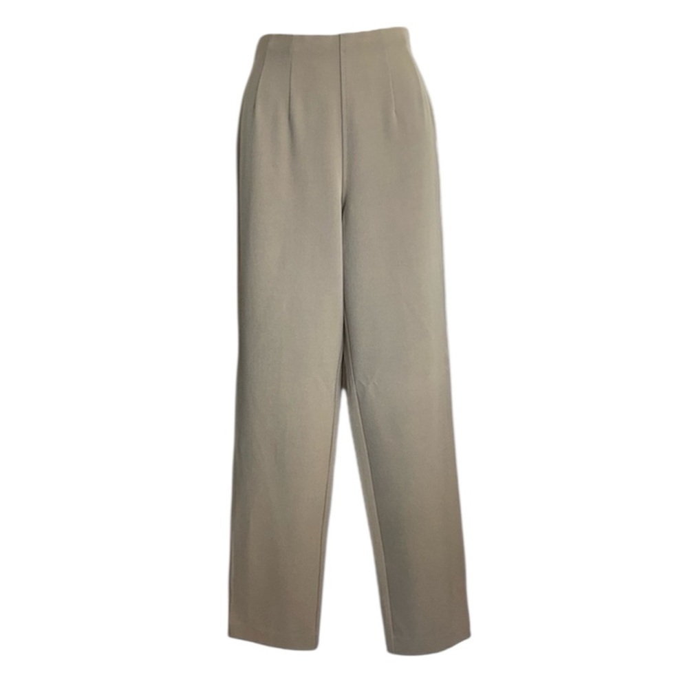 Sigrid Olsen pants, Women's 6 tan, straight leg flat front zip, high waist. EUC